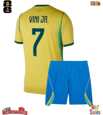 Brazil Vinicius Junior #7 Replica Home Stadium Kit for Kids World Cup 2026 Short Sleeve (+ pants)
